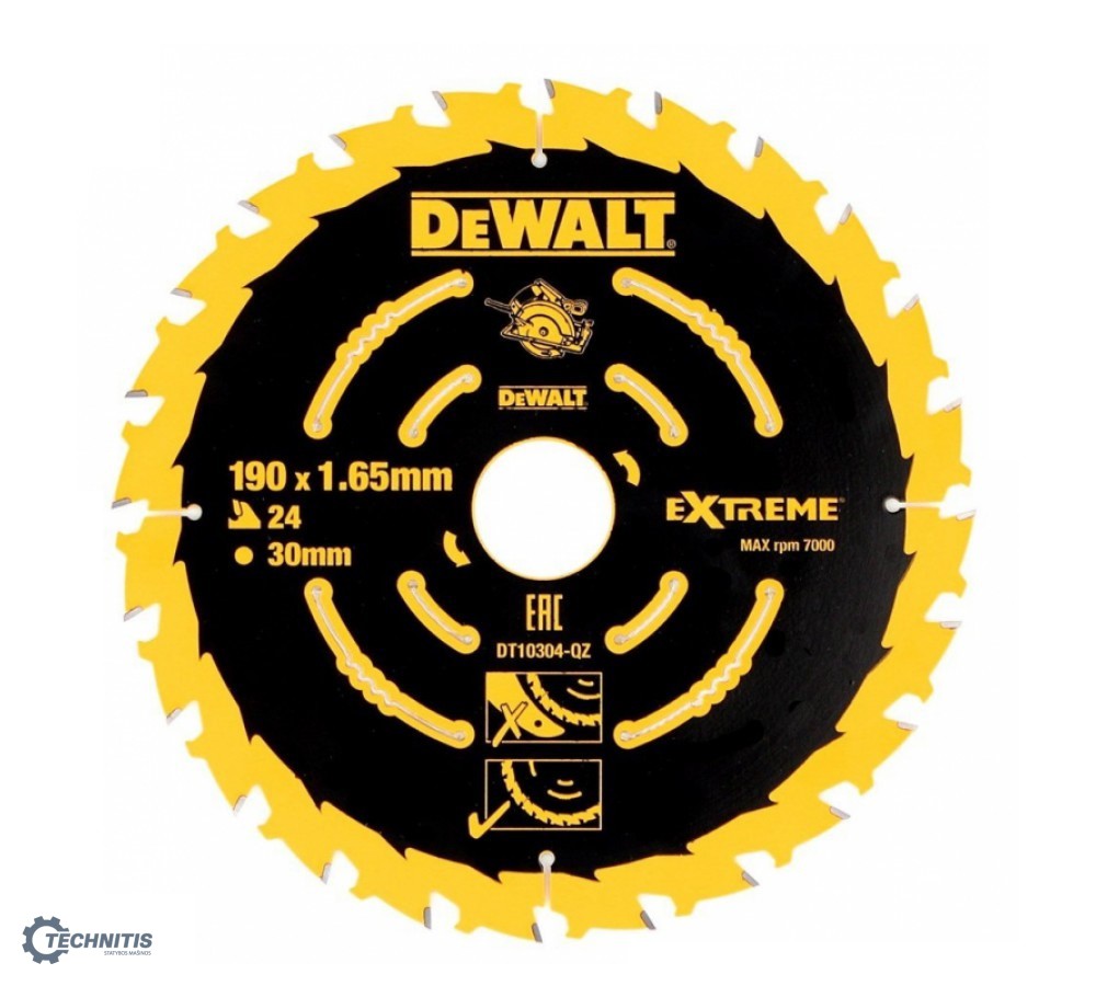 DeWALT pjovimo diskas medienai 190 mm T24